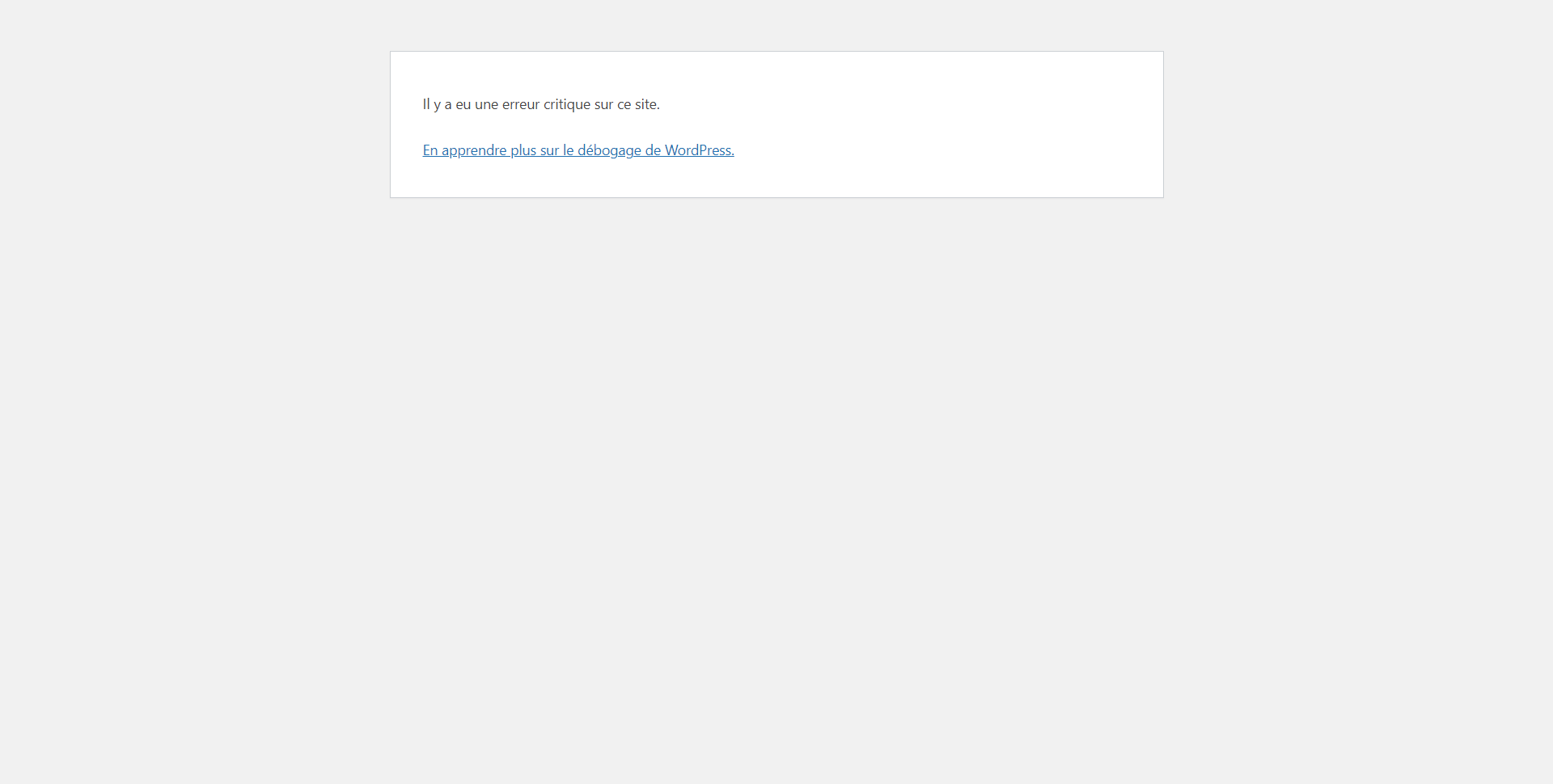 Comment corriger l'erreur critique dans WordPress